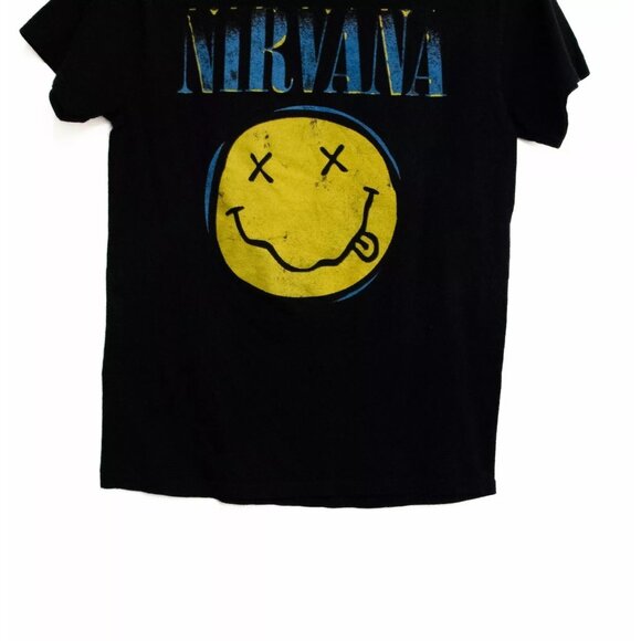 Nirvana Mens Black Cotton Graphic Tee Casual Crew Neck Pullover Short Sleeve S - Picture 3 of 7
